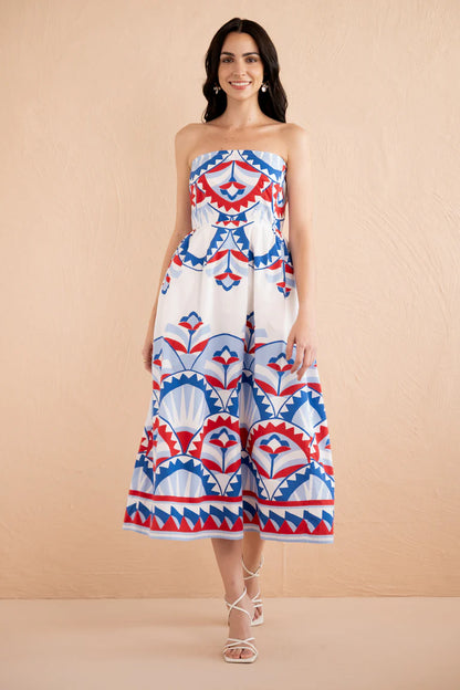 Simona Dress - Paros Tile Nautical