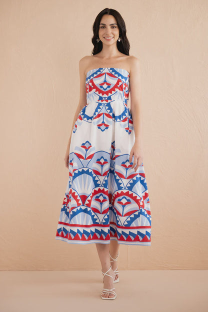 Simona Dress - Paros Tile Nautical