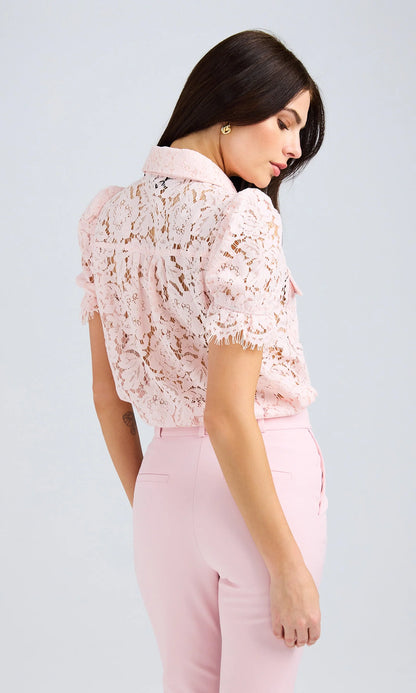 Mina Lace Shirt in Petal Pink
