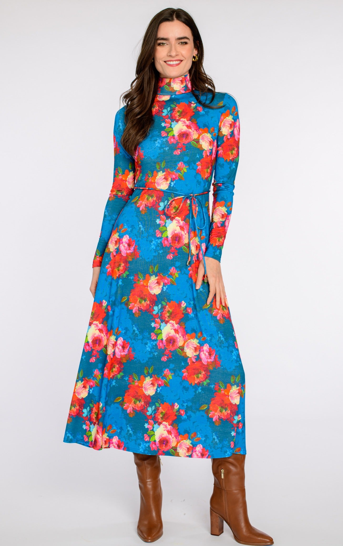 Stevie Dress in Holiday Chintz Teal