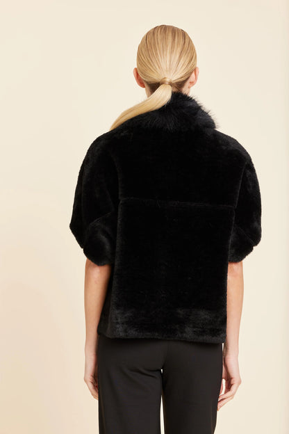 Faux Fur Cocoon Cardigan - Black