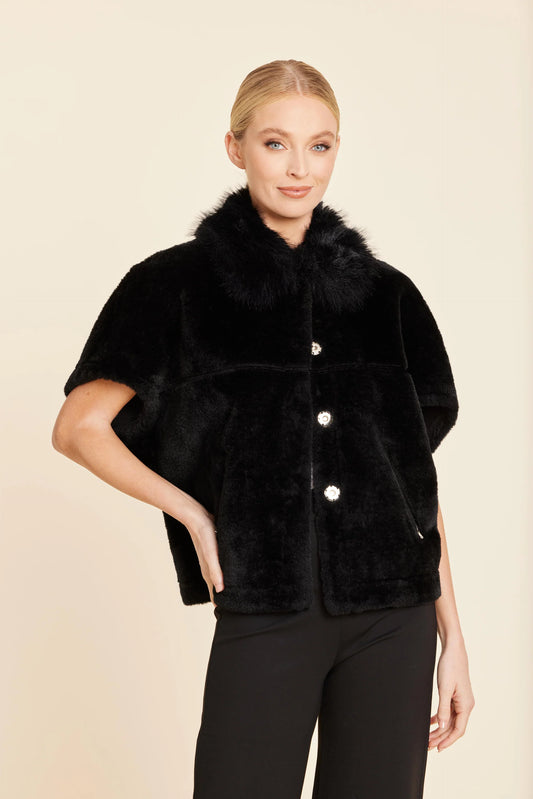 Faux Fur Cocoon Cardigan - Black
