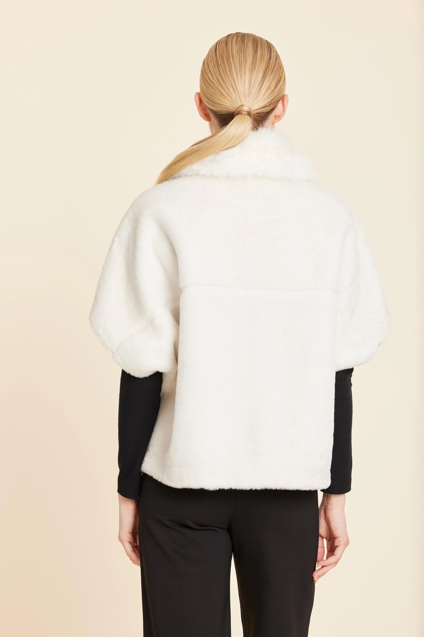 Faux Fur Coccoon Cardigan - Ivory
