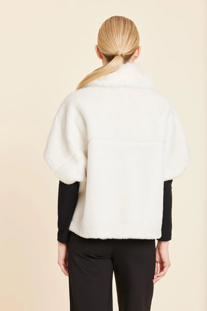 Faux Fur Coccoon Cardigan - Ivory