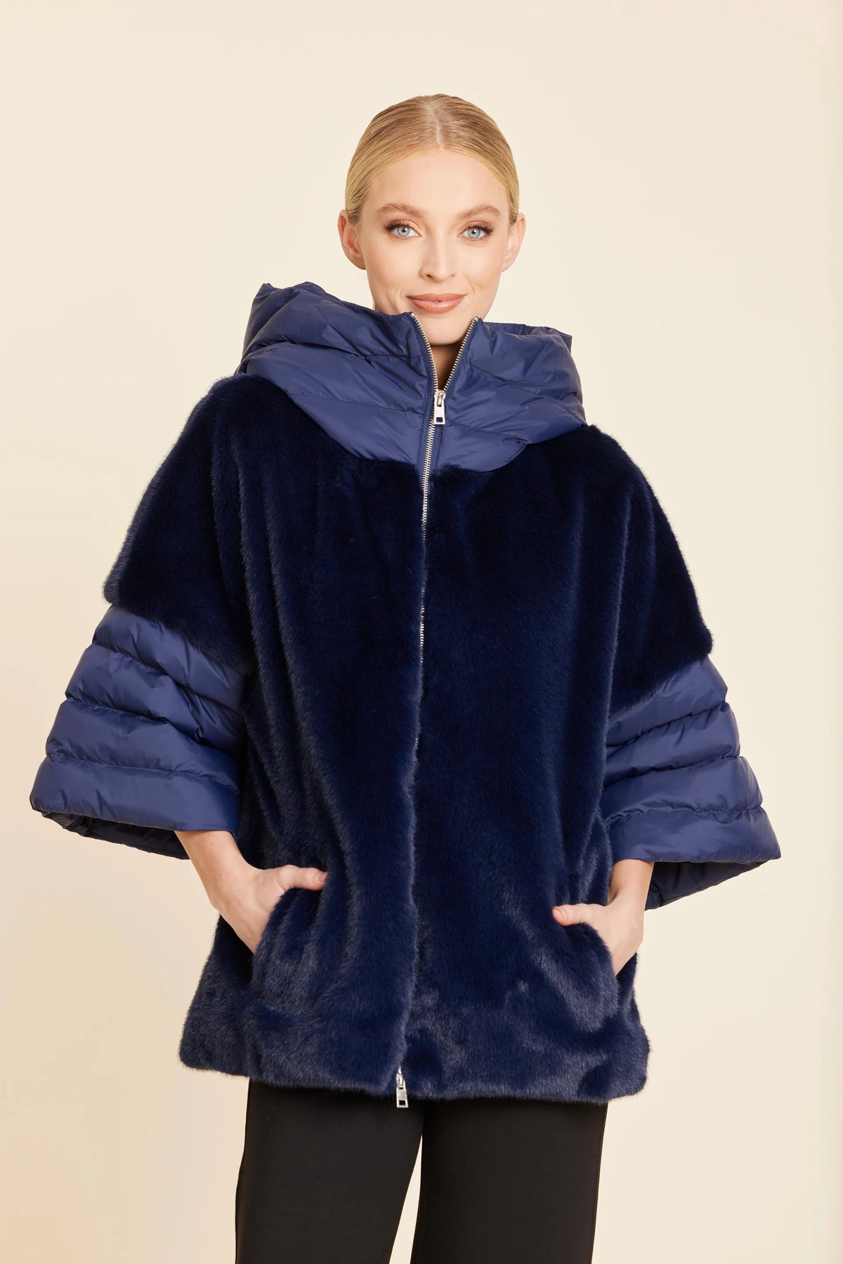 Faux Fur Puffer Zip Jacket