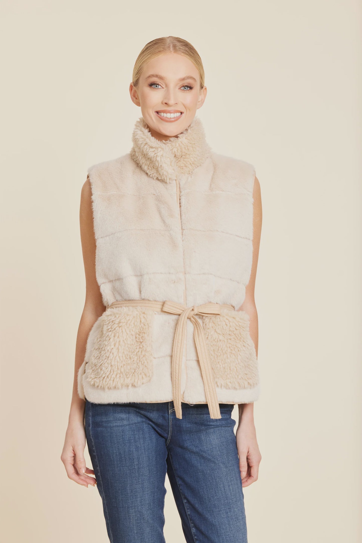 Faux Fur Shearling Trim Vest