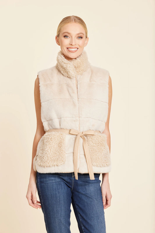 Faux Fur Shearling Trim Vest