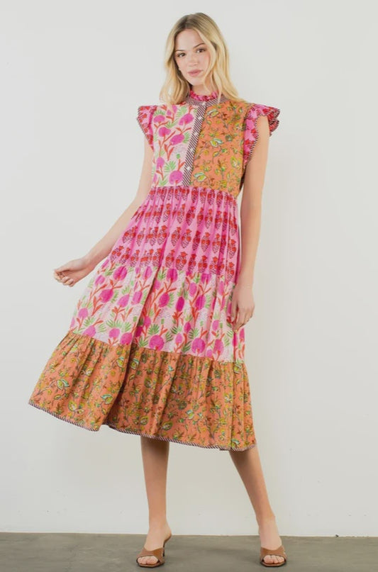 Marigold Flutter Sleeve Dress