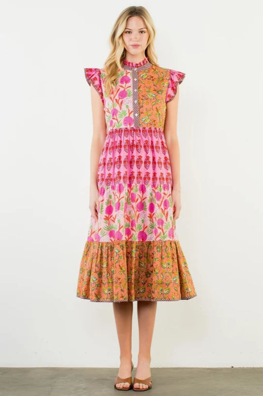 Marigold Flutter Sleeve Dress