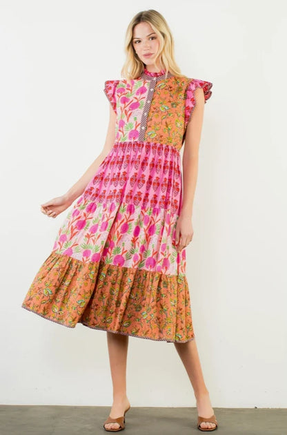 Marigold Flutter Sleeve Dress