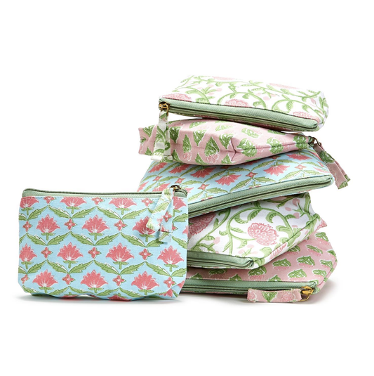 Block Print Pouch Set