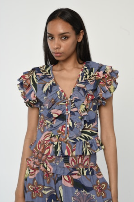Carmella Top - Waltz Of Flowers Print