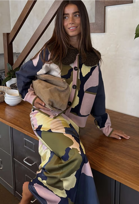 Teal Mara Abstract Cheryl Cardigan