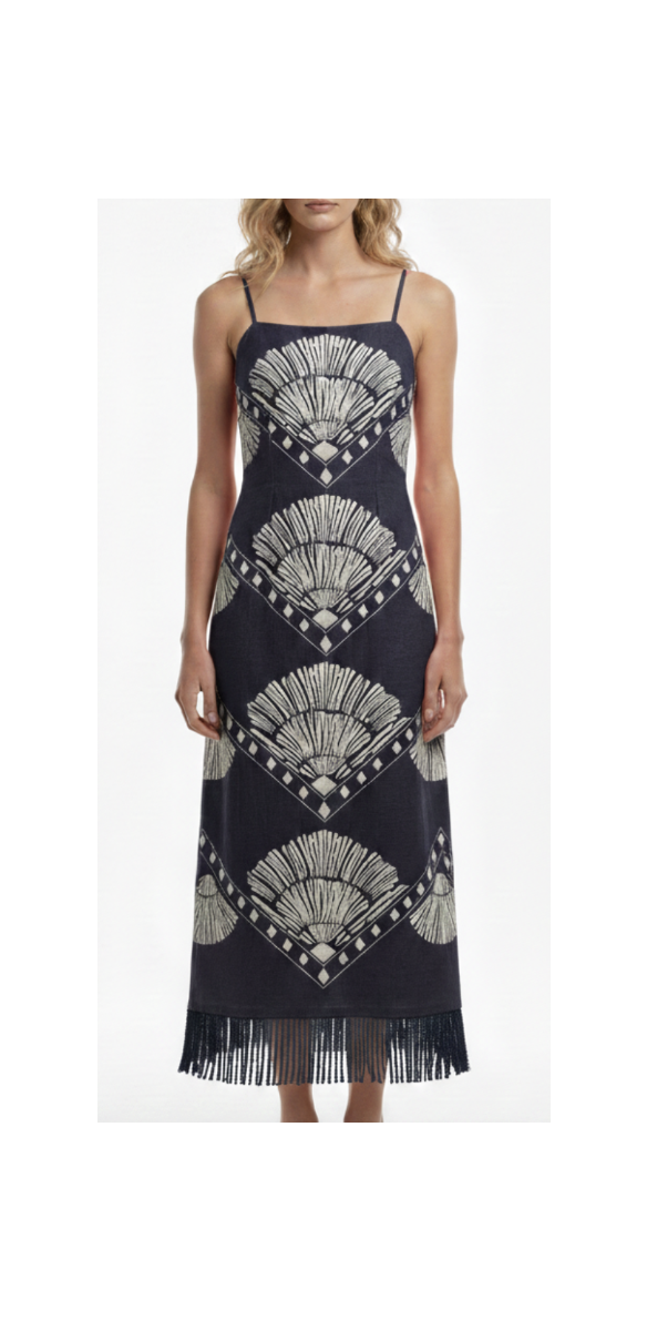 Shannon Midi - Navy Raffia