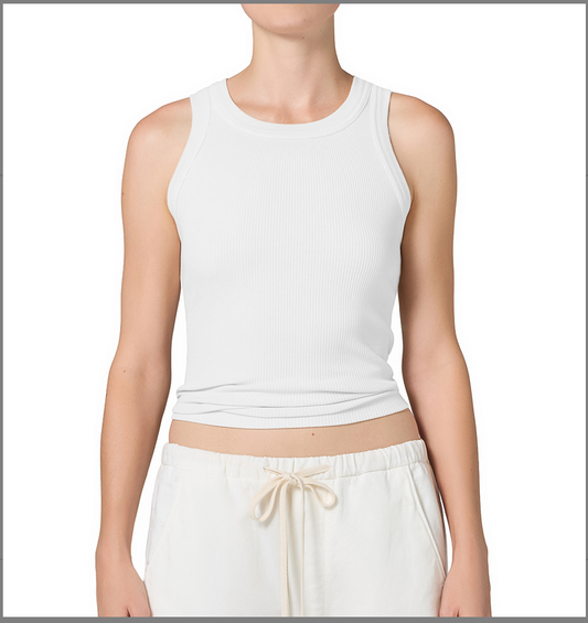 Isabel Ribbed Tank-White