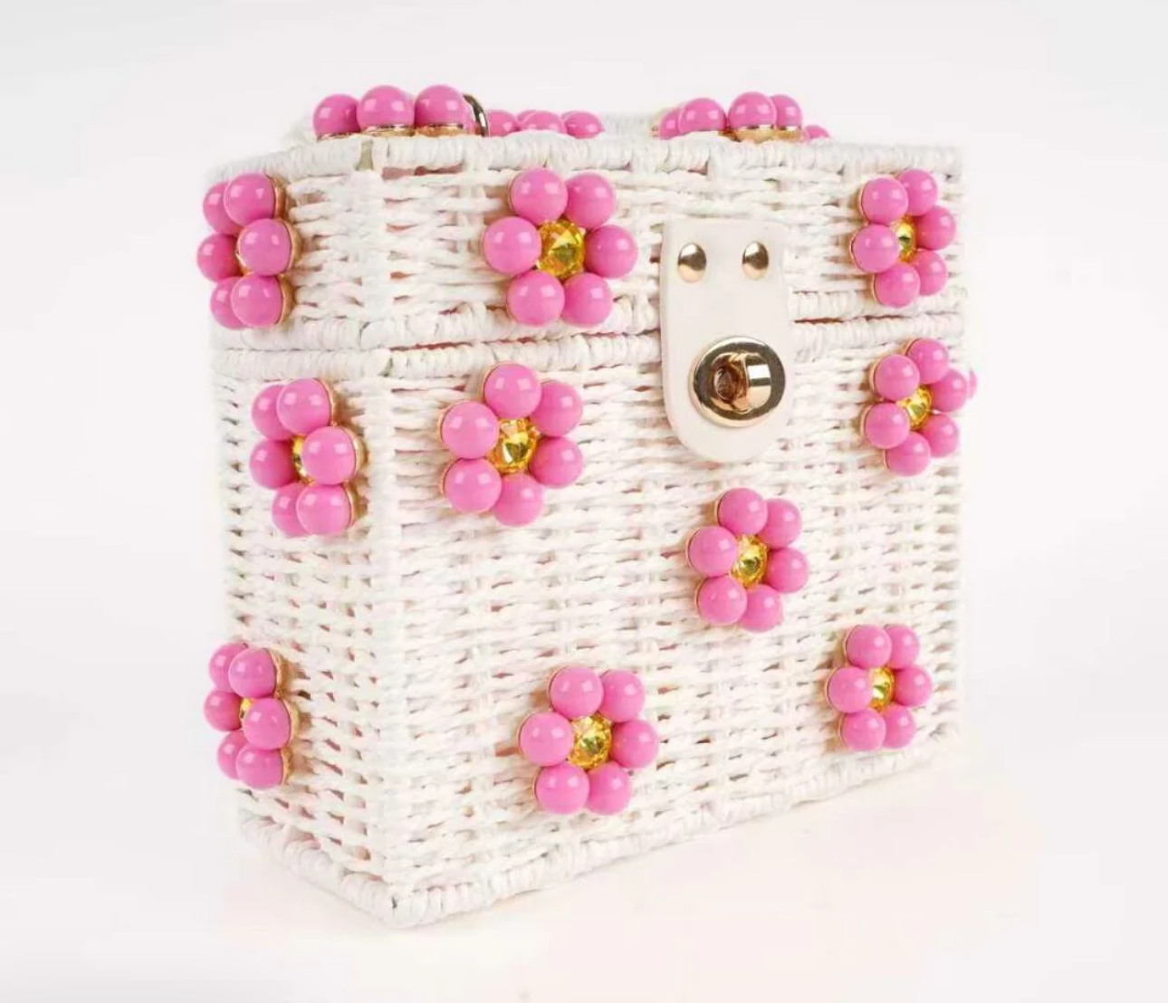 Daisy Wicker Bag-Pink Paradise