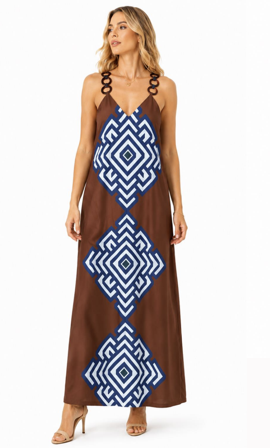 Patricia Dress - Cocoa Geo