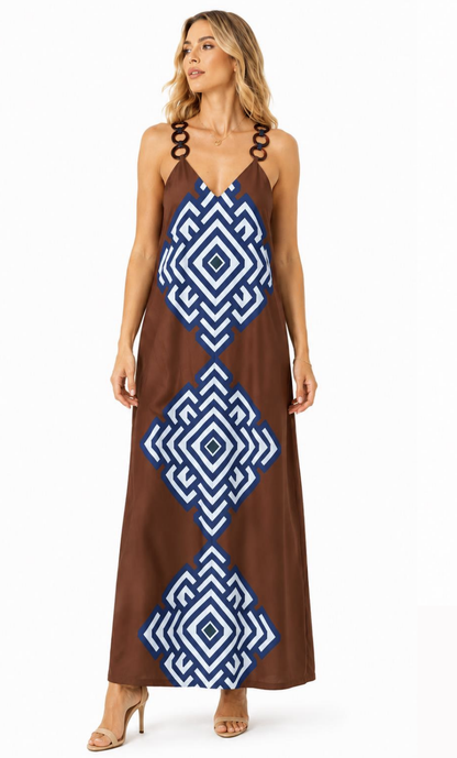 Patricia Dress - Cocoa Geo