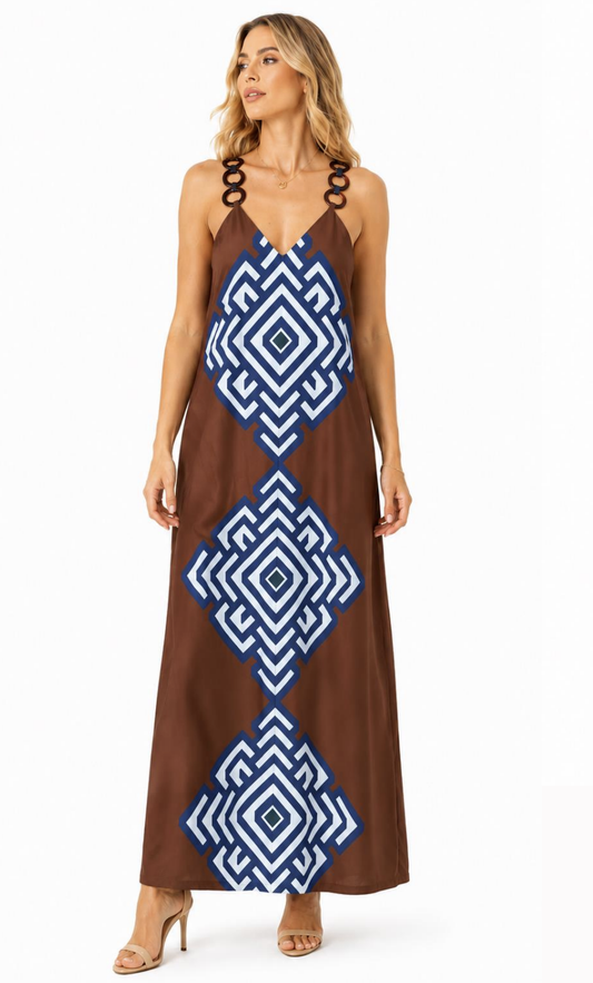 Patricia Dress - Cocoa Geo