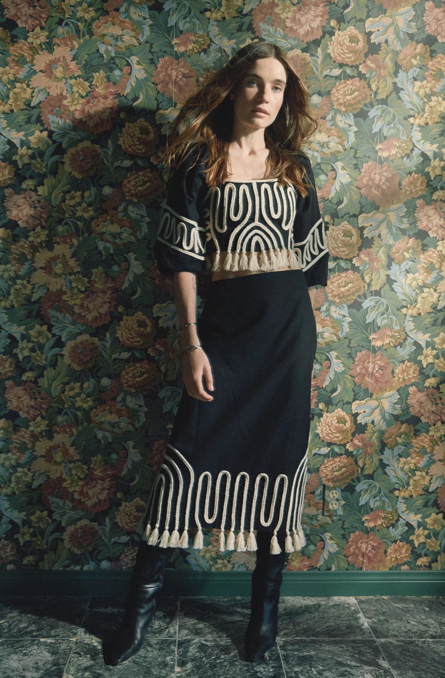 Lola Midi Skirt - Black Ivory