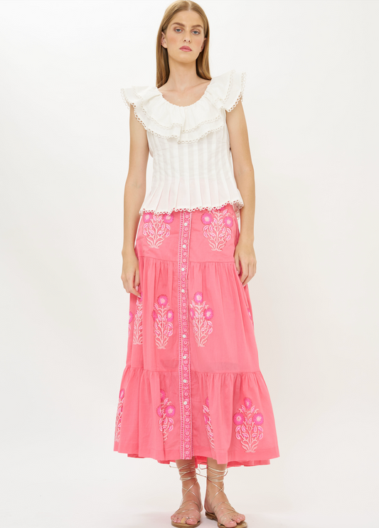 Button Front Skirt - Raton Pink