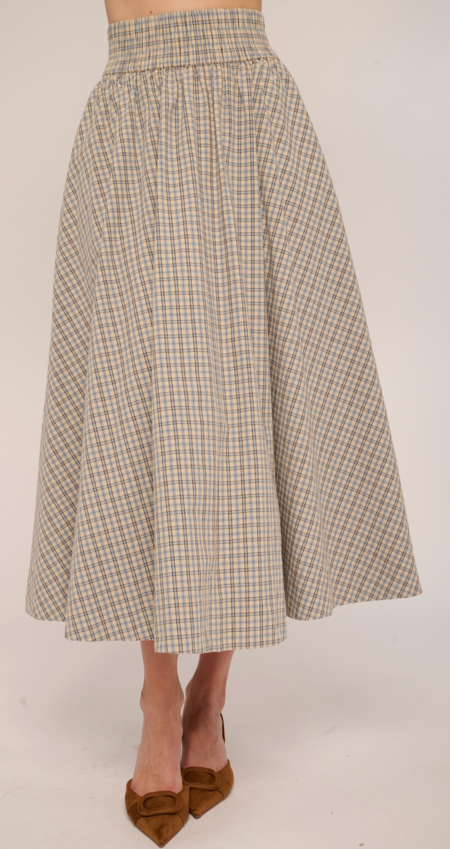 Maria Skirt - Marble Blue Plaid