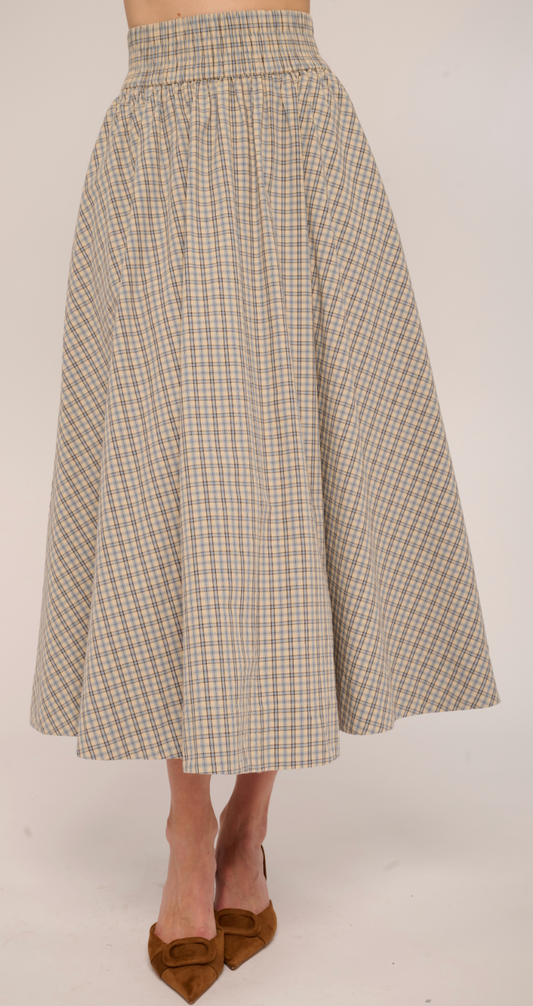 Maria Skirt - Marble Blue Plaid