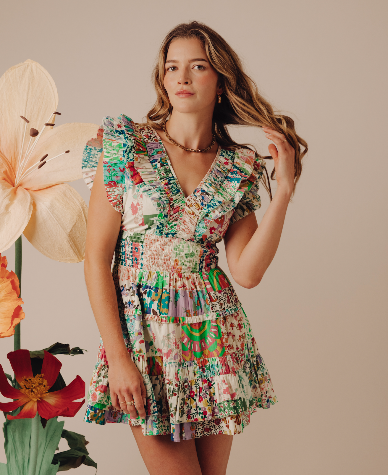 Maribel Dress - Josie Patchwork Print