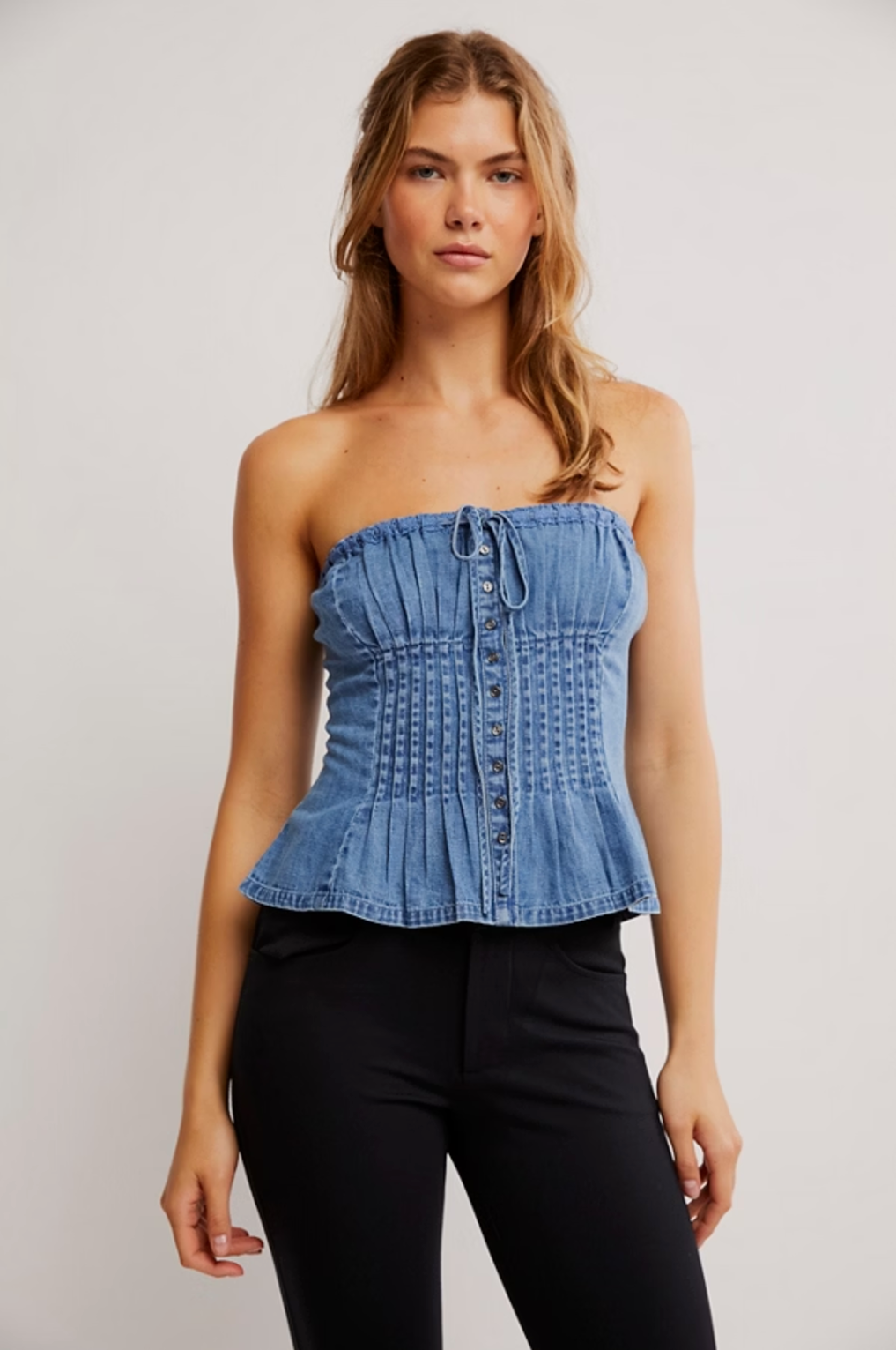 Denim Wink Wink Tube Top