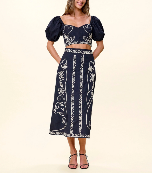 Sorina Midi Skirt-Black