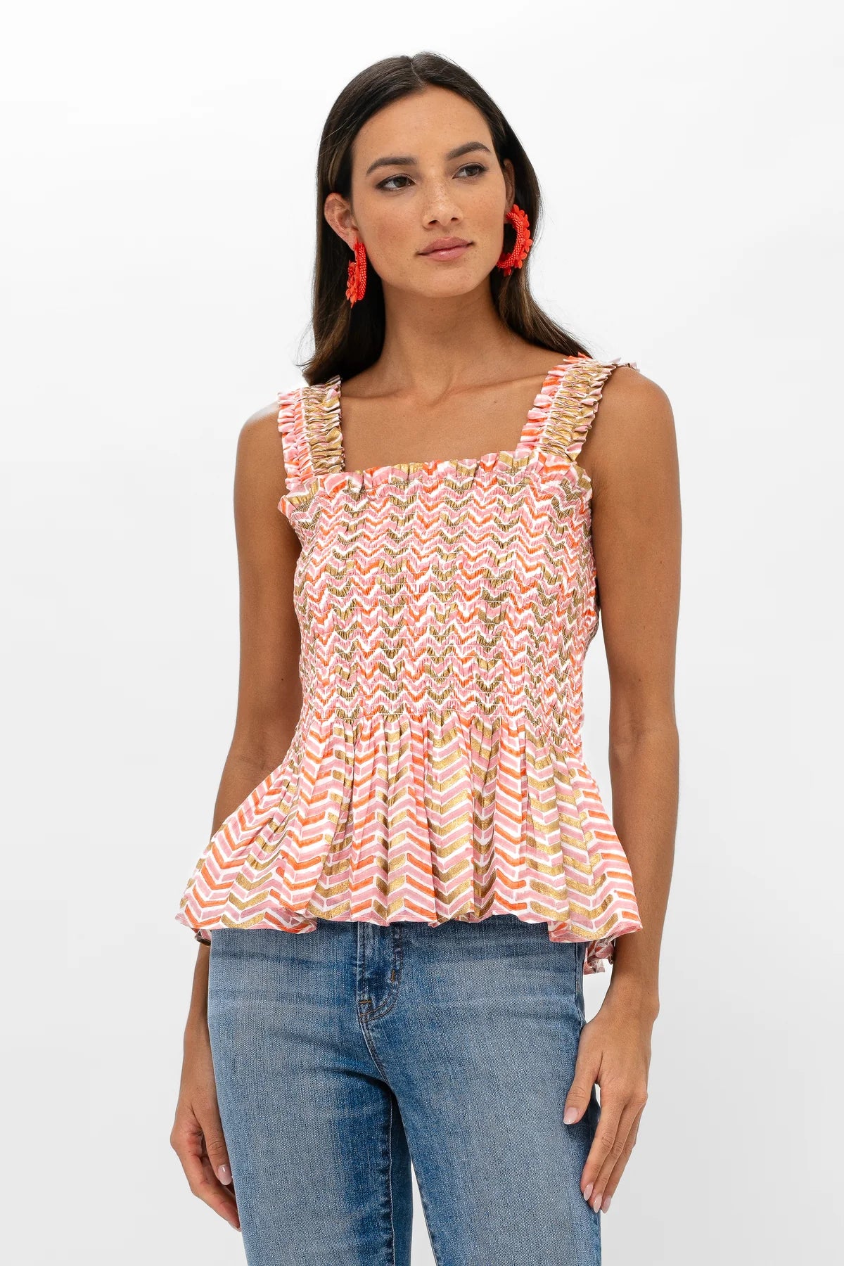 Smocked Tank Top - Sonoma Orange