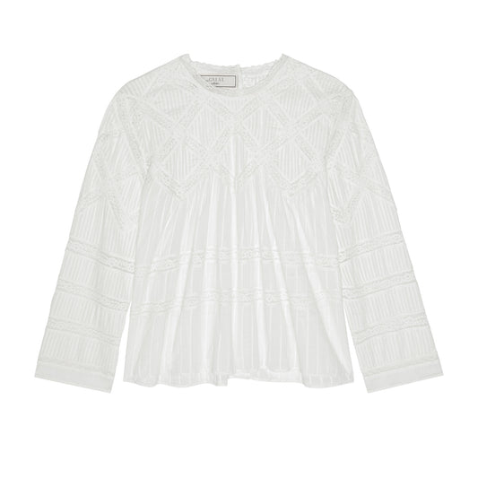 Lattice Lace Victoria Top-White