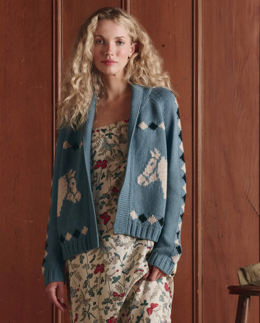 The Stable Lodge Cardigan - Blue Bell