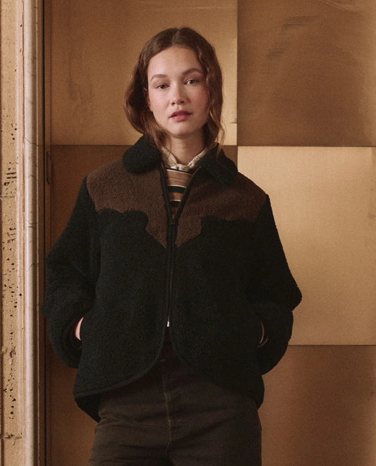 Western Yoke Pasture Jacket- Black w/ Brown Trim