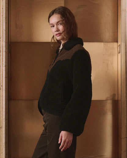 Western Yoke Pasture Jacket- Black w/ Brown Trim