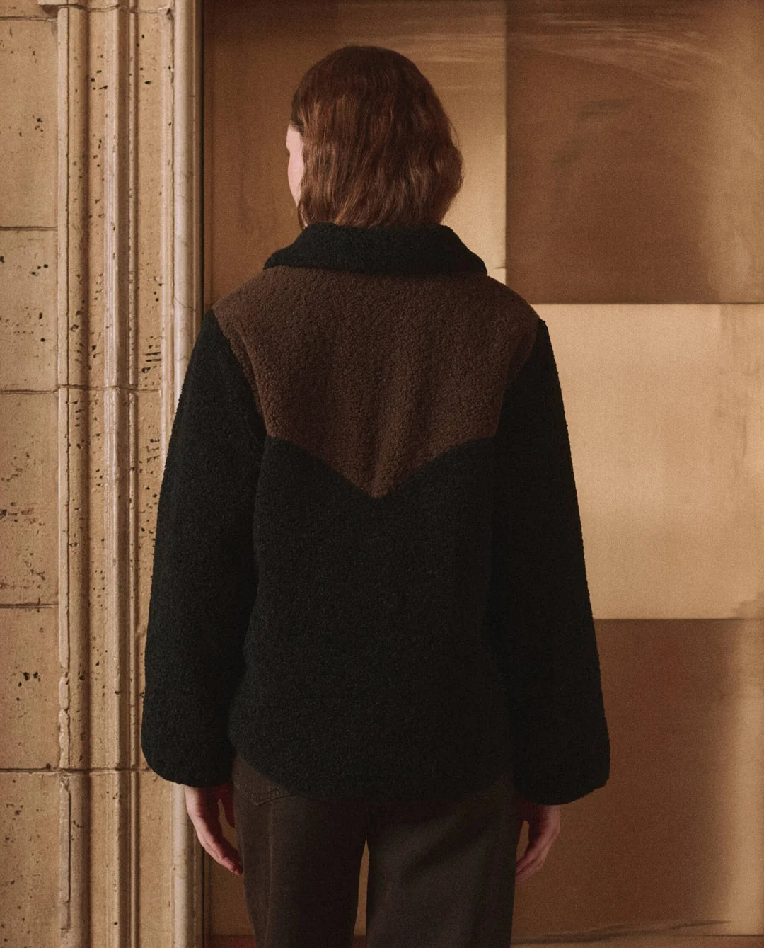 Western Yoke Pasture Jacket- Black w/ Brown Trim
