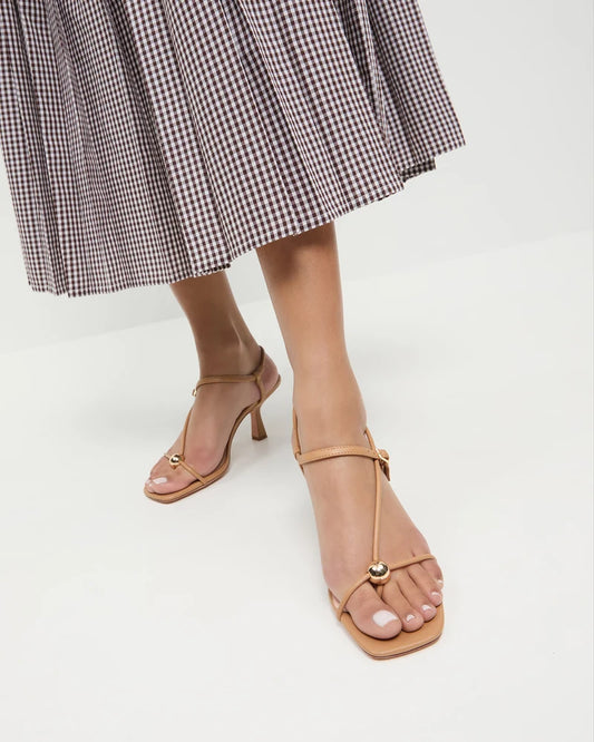 Triana Dune Leather Mid−Heel Sandal