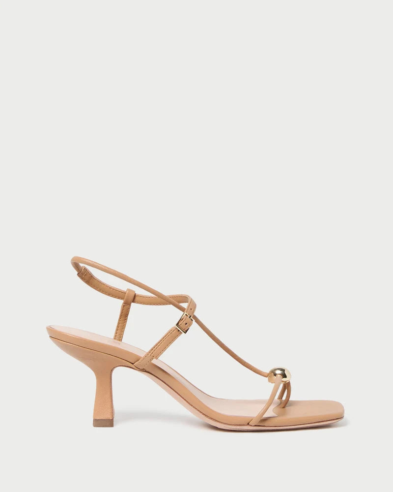 Triana Dune Leather Mid−Heel Sandal