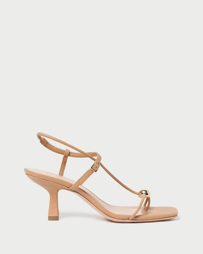 Triana Dune Leather Mid−Heel Sandal