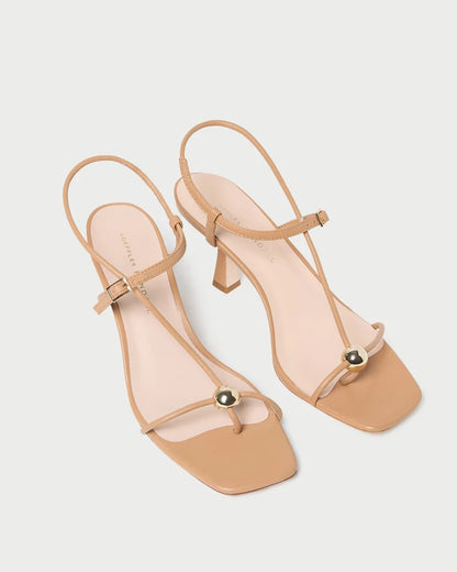 Triana Dune Leather Mid−Heel Sandal