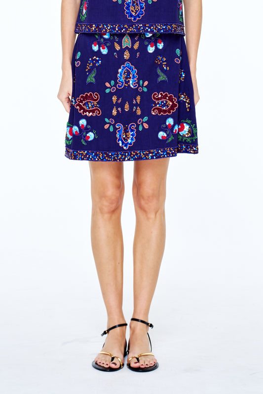 Carsyn Beaded Sequin Mini Skirt
