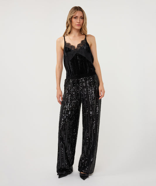Arden Lace Trim Velvet Cami