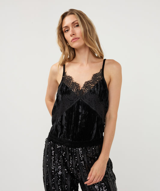 Arden Lace Trim Velvet Cami