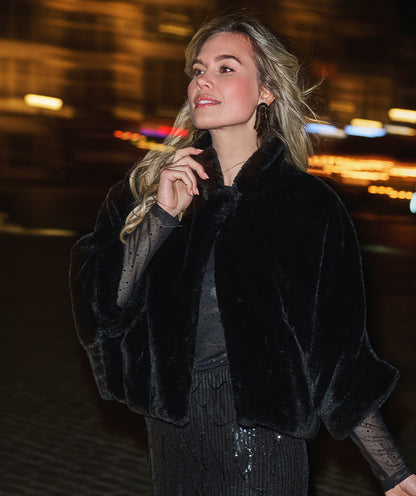 Odette Faux Fur Jacket - Black