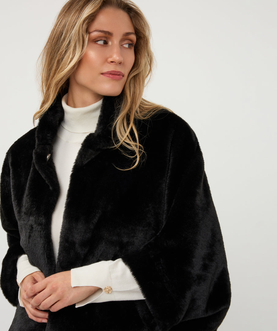 Odette Faux Fur Jacket - Black