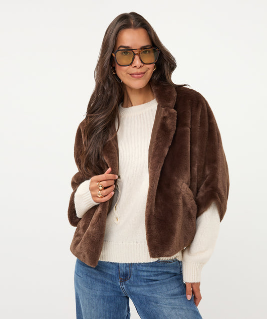 Odette Faux Fur Jacket - Espresso