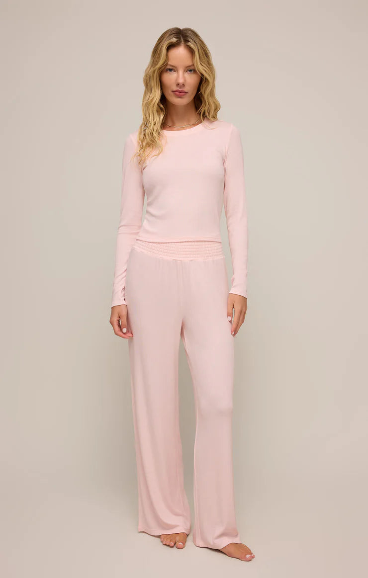 Dawn Lux Rib Pant - Whisper Pink