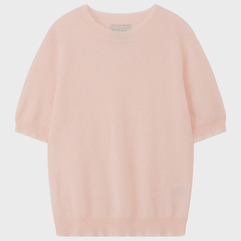 Cashmere Distressed T Shirt in Pale Pink