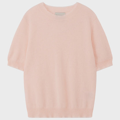 Cashmere Distressed T Shirt in Pale Pink