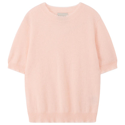 Cashmere Distressed T Shirt in Pale Pink